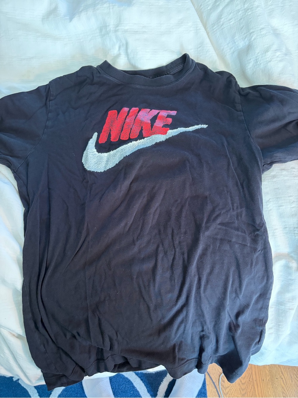 Nike Black T-Shirt with Red Logo and White Swoosh